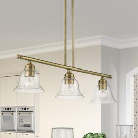 Moreland 3 Light Antique Brass Linear Chandelier Moreland 3 Light Antique Brass Linear Chandelier
