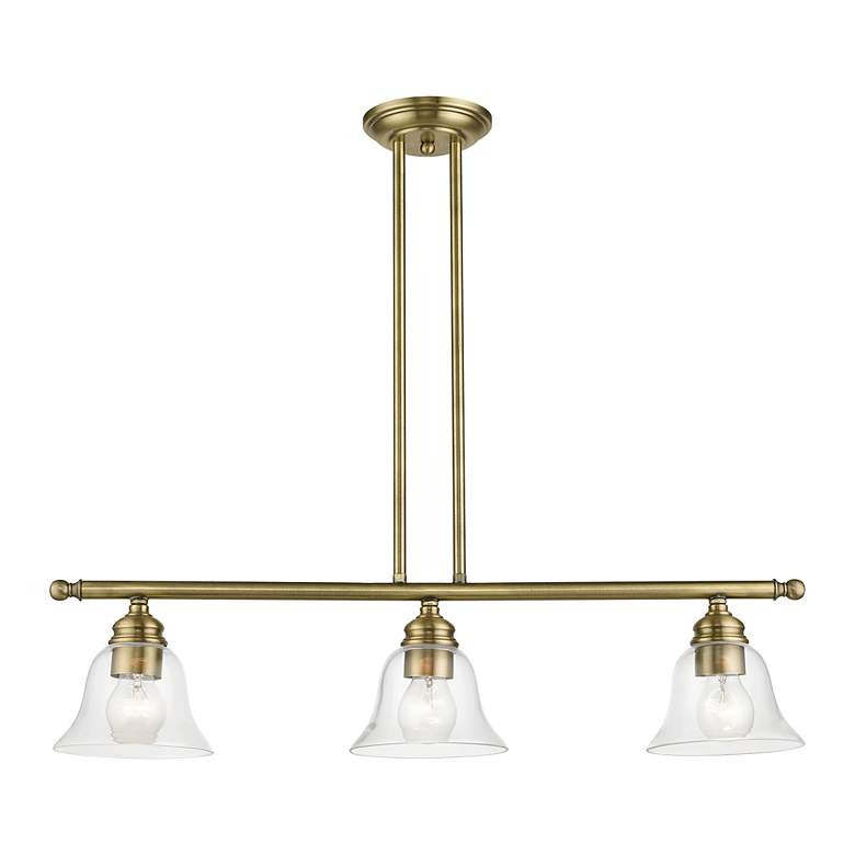 Image 3 Moreland 3 Light Antique Brass Linear Chandelier more views