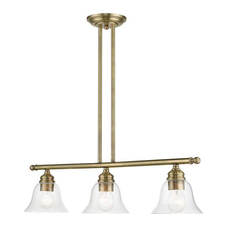 Image 4 Moreland 3 Light Antique Brass Linear Chandelier more views