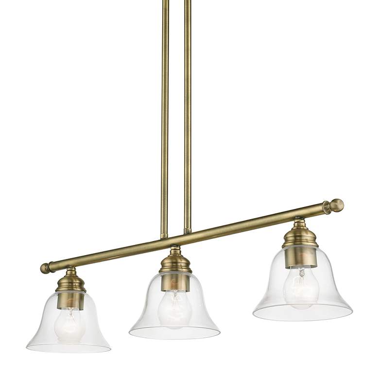 Image 5 Moreland 3 Light Antique Brass Linear Chandelier more views