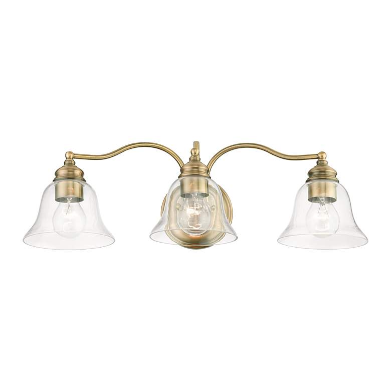 Image 4 Moreland 3 Light Antique Brass Vanity Sconce more views