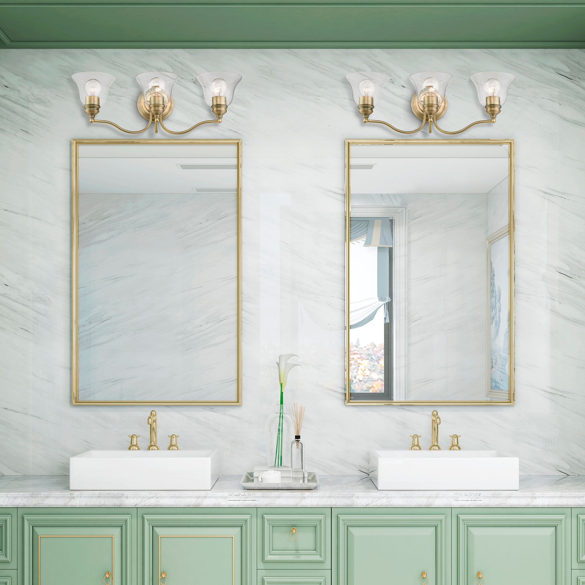 Moreland 3 Light Antique Brass Vanity Sconce