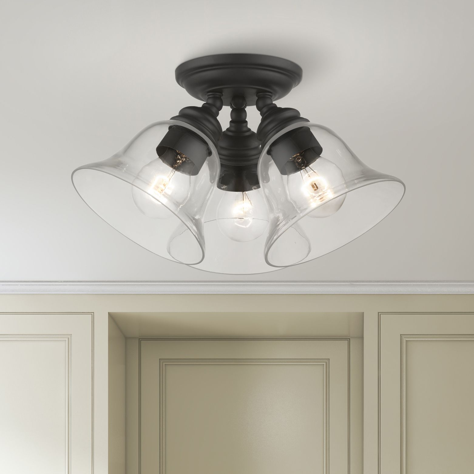 Moreland 3 Light Black Large Semi-Flush