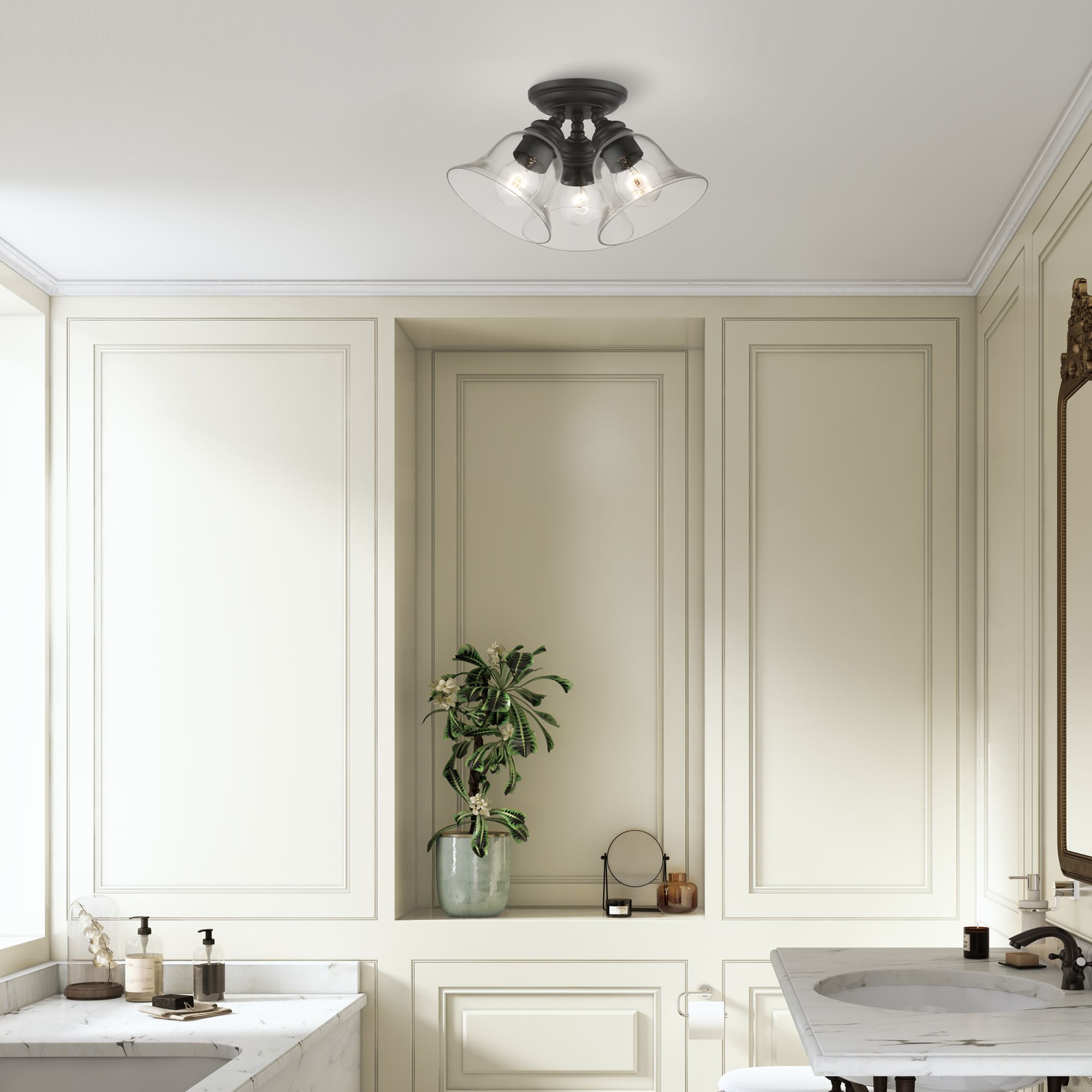 Image 7 Moreland 3 Light Black Large Semi-Flush more views