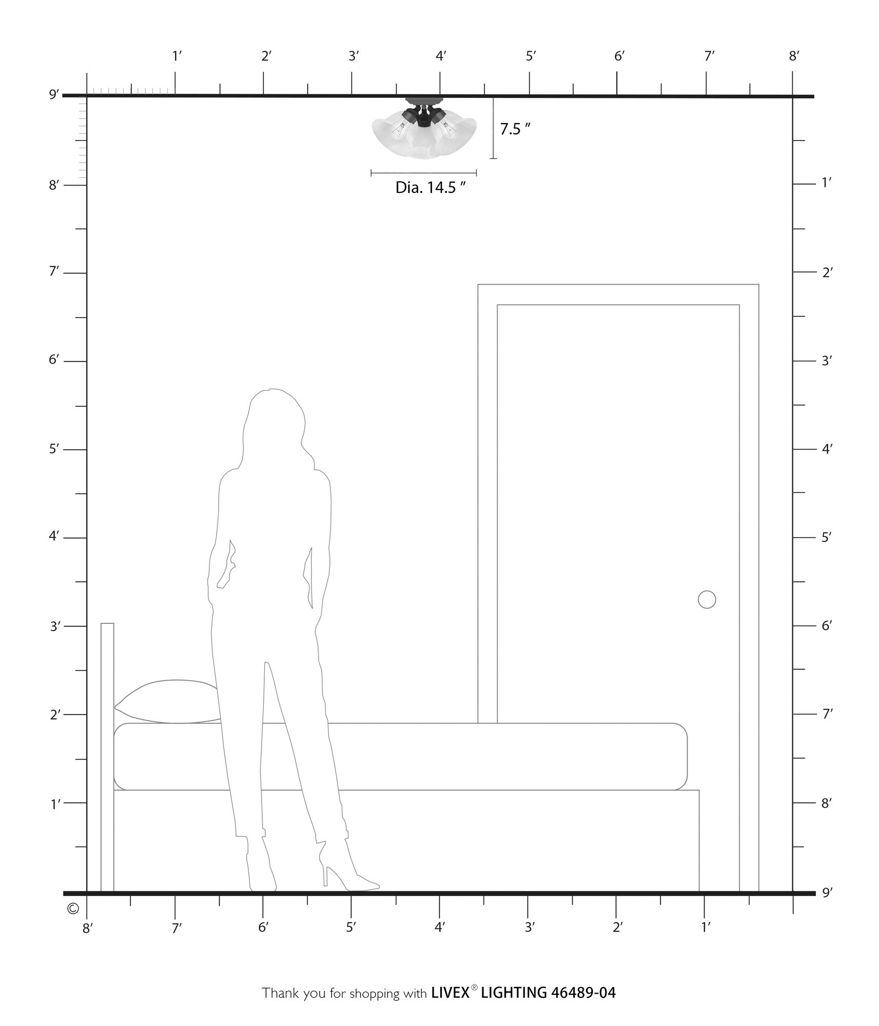 Moreland 3 Light Black Large Semi-Flush