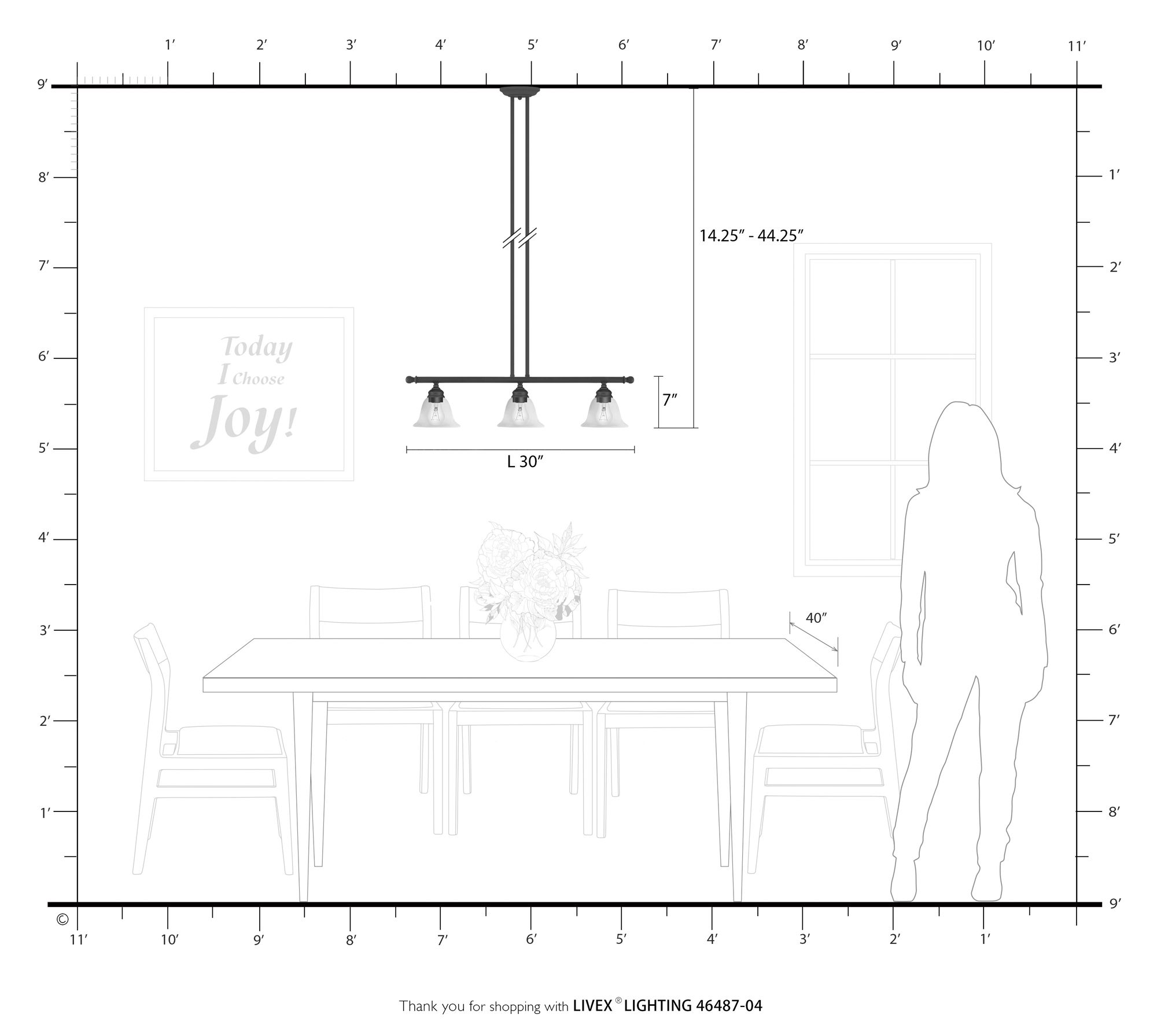 Moreland 3 Light Black Linear Chandelier