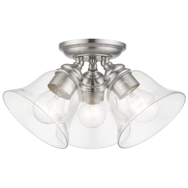 Image 1 Moreland 3 Light Brushed Nickel Large Semi-Flush