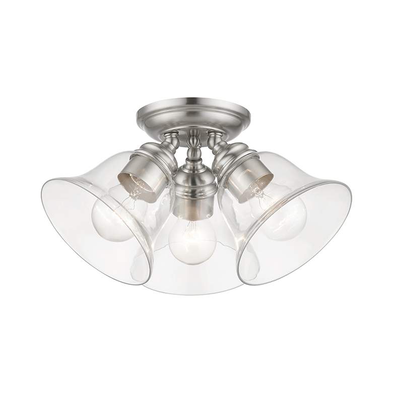 Image 3 Moreland 3 Light Brushed Nickel Large Semi-Flush more views