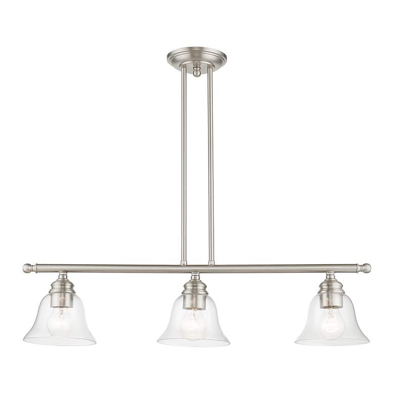 Image 3 Moreland 3 Light Brushed Nickel Linear Chandelier more views