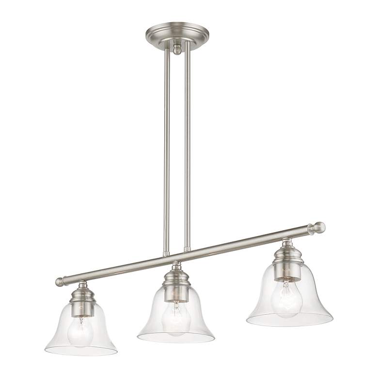 Image 4 Moreland 3 Light Brushed Nickel Linear Chandelier more views