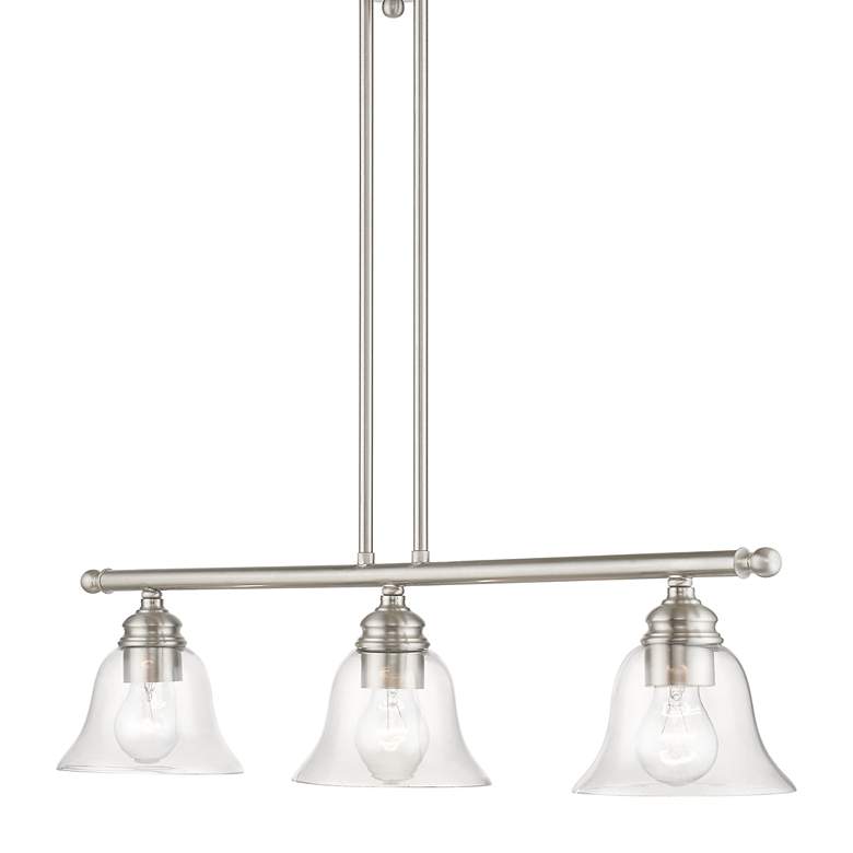 Image 5 Moreland 3 Light Brushed Nickel Linear Chandelier more views