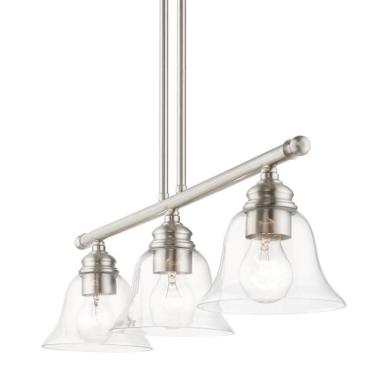 Image 6 Moreland 3 Light Brushed Nickel Linear Chandelier more views