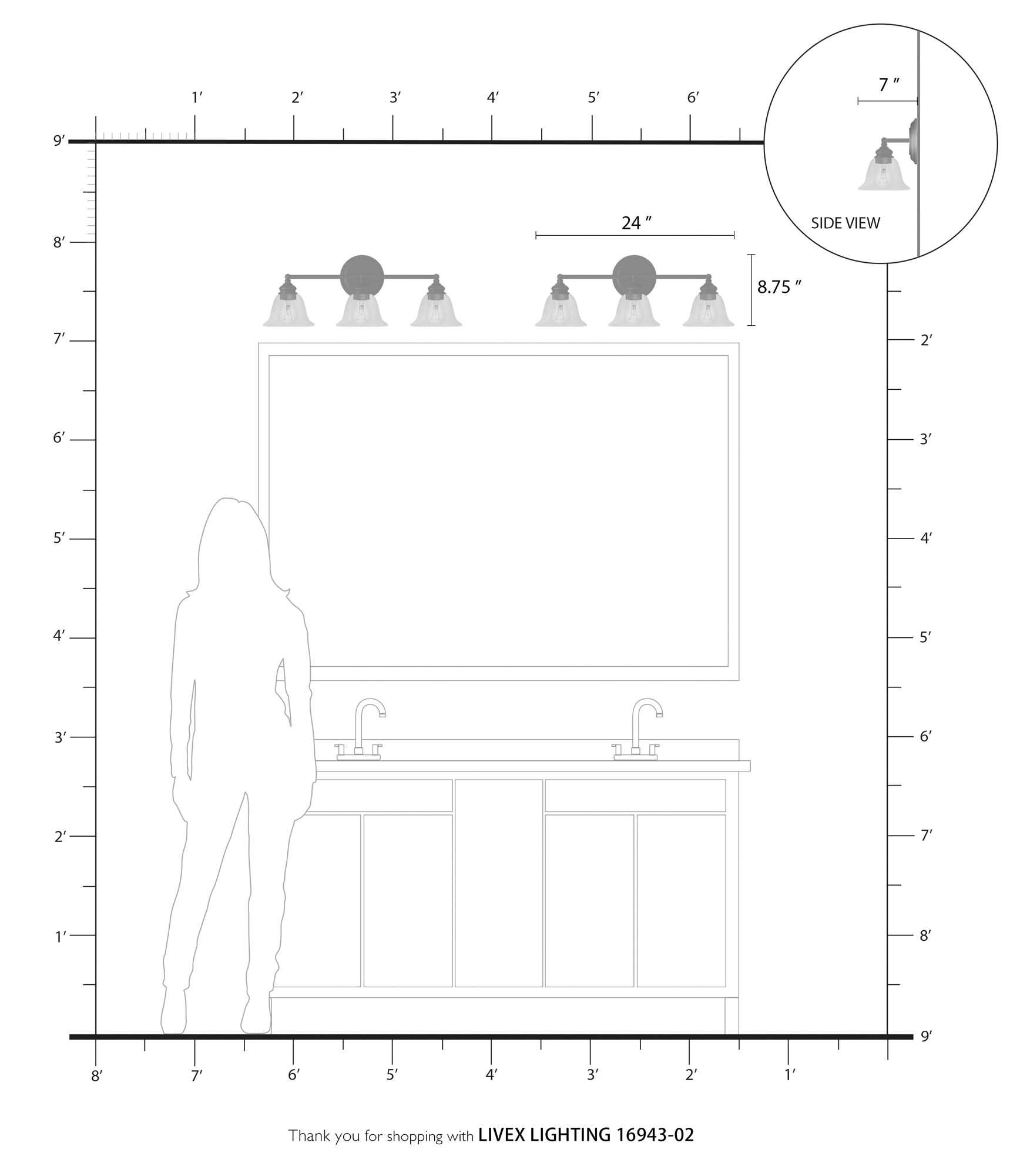 Moreland 3 Light Brushed Nickel Vanity Sconce