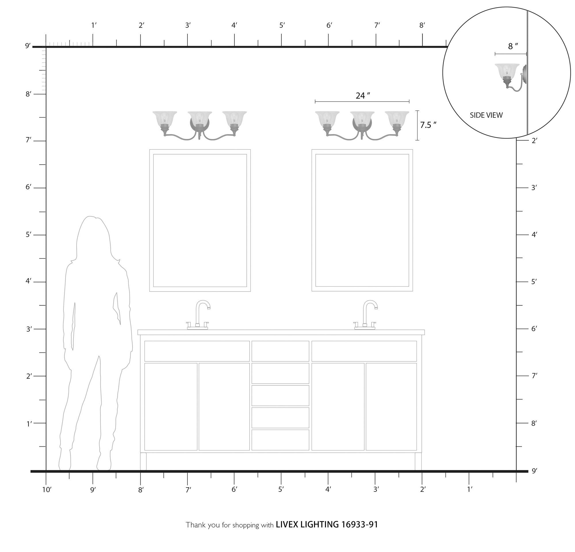 Moreland 3 Light Brushed Nickel Vanity Sconce
