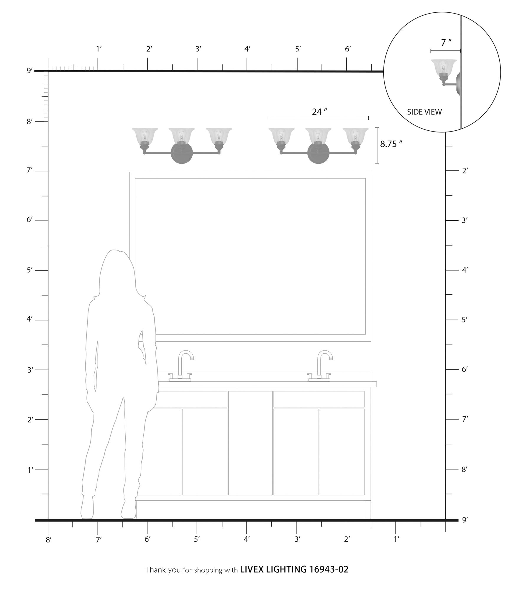 Moreland 3 Light Polished Brass Vanity Sconce