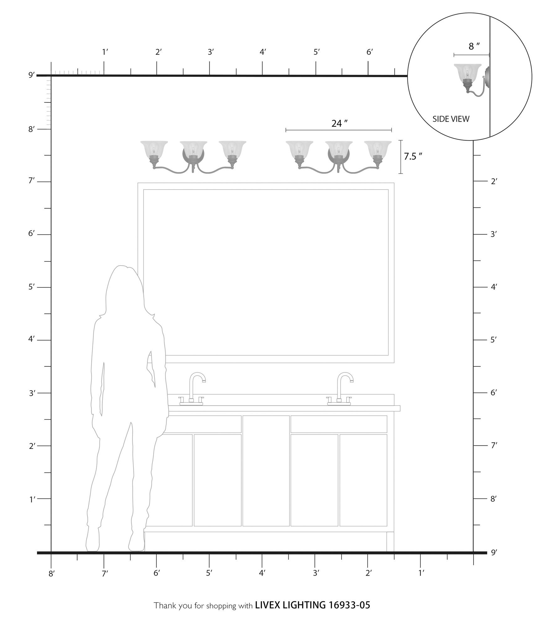 Moreland 3 Light Polished Chrome Vanity Sconce