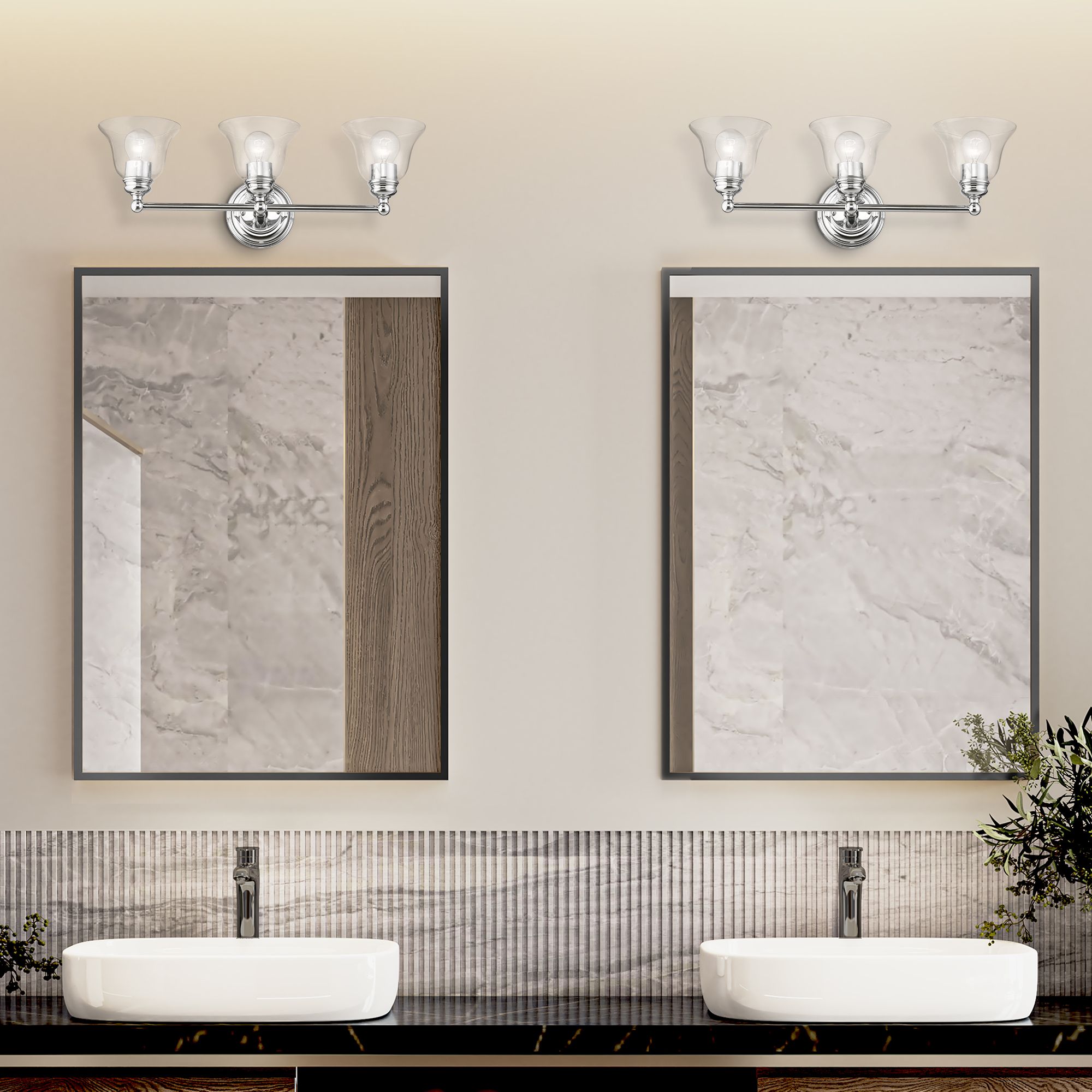 Moreland 3 Light Polished Chrome Vanity Sconce