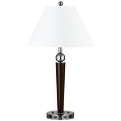 Morely Double Light Espresso Metal USB Nightstand Table Lamp