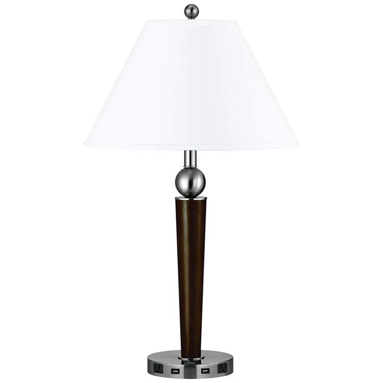 Image 2 Morely Single Light Espresso Metal USB Nightstand Table Lamp