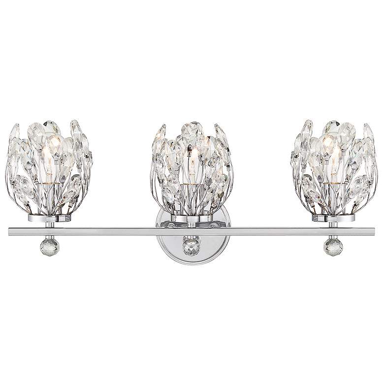 Image 1 Moreno 23 1/2" Wide Chrome Crystal 3-Light Bath Light