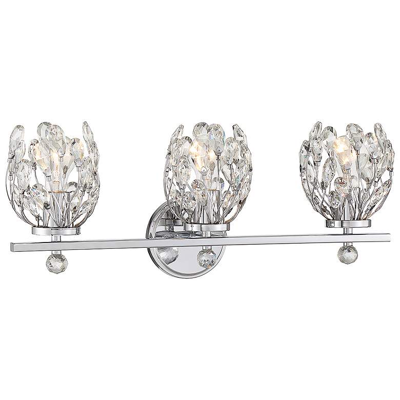 Image 6 Moreno 23 1/2" Wide Chrome Crystal 3-Light Bath Light more views