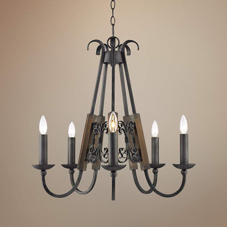 Image 1 Moreno 26 inch Wide Black Iron Hand-Forged Chandelier