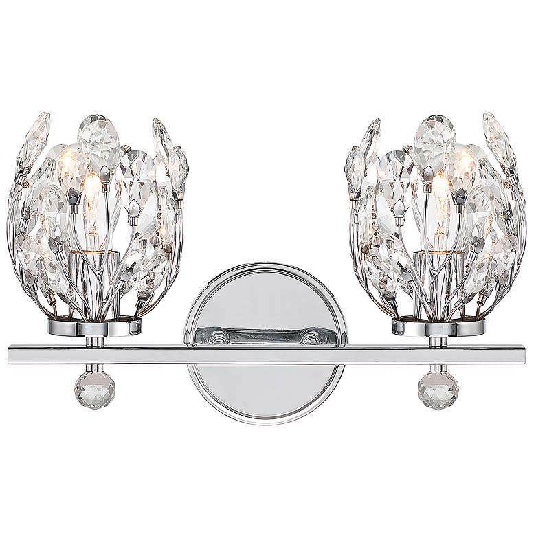 Image 1 Moreno 9 1/2" High Chrome Crystal 2-Light Wall Sconce
