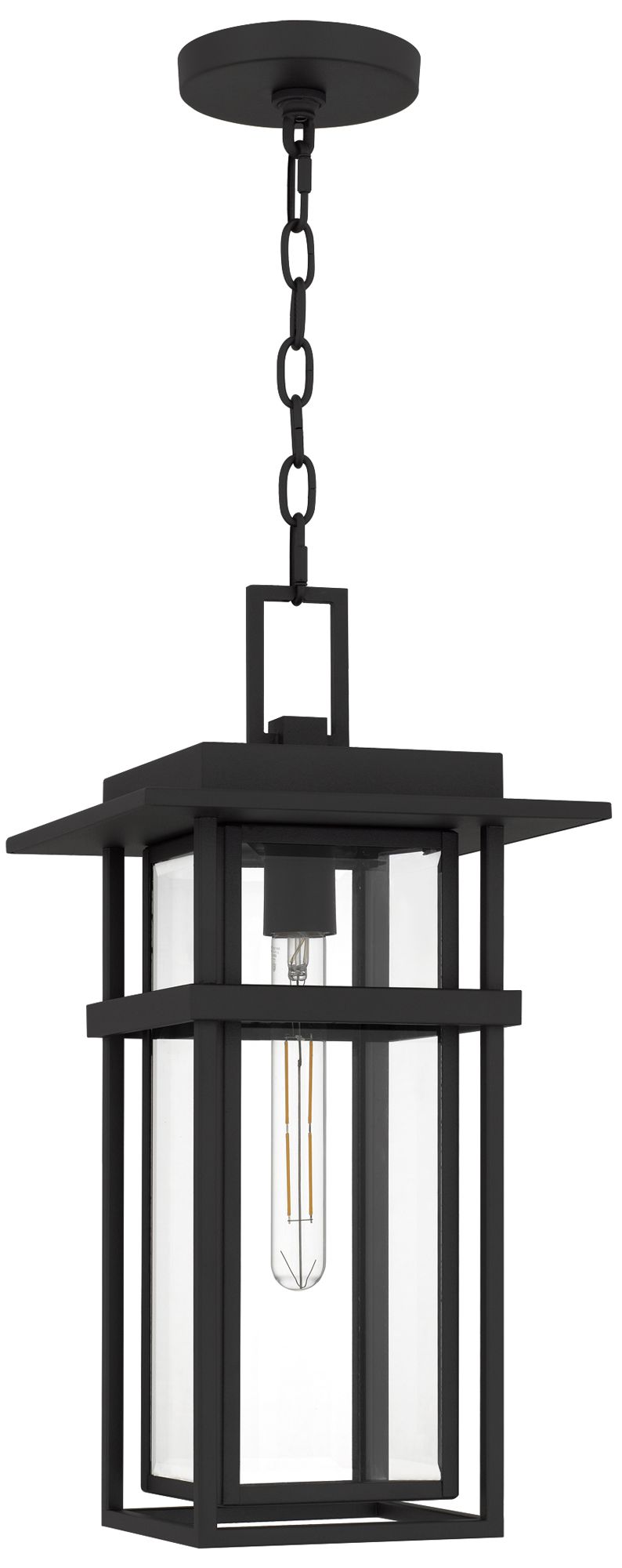 Thumbnail3 of Morgan 1-Light Earth Black Outdoor Hanging Lantern more views