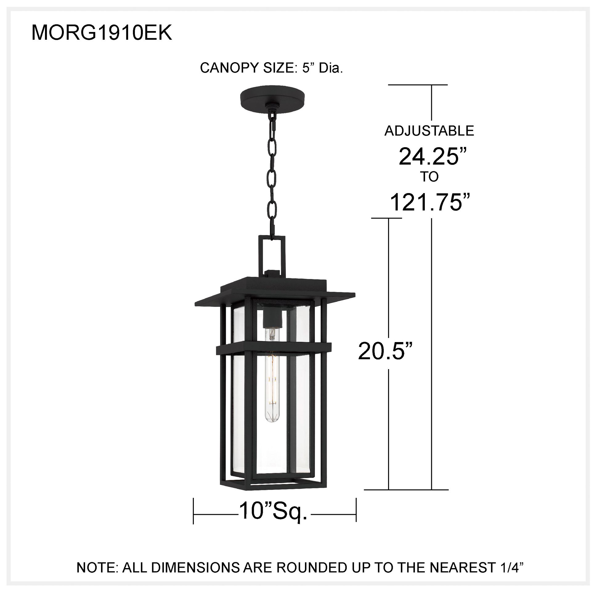 Morgan 1-Light Earth Black Outdoor Hanging Lantern