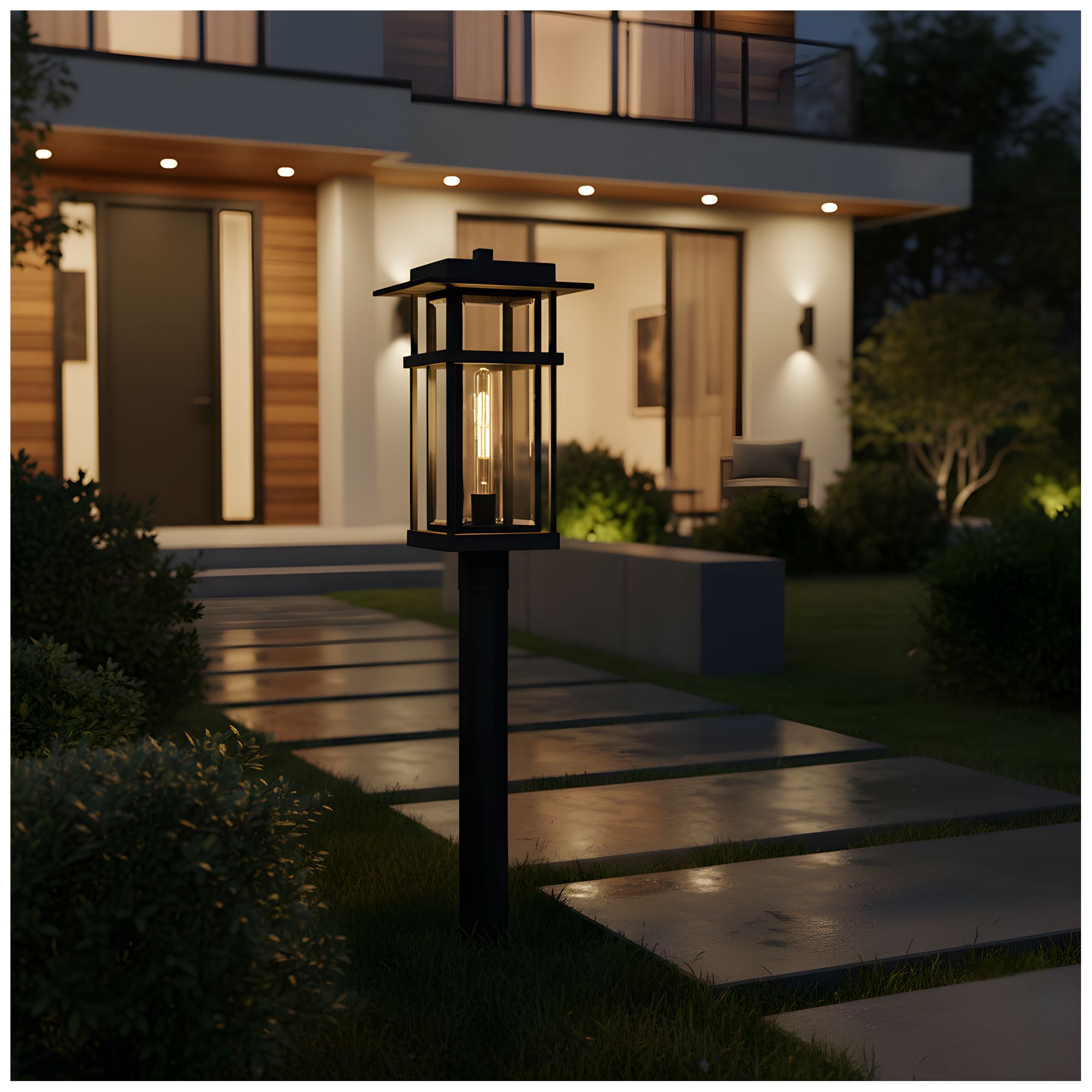 Image 6 Morgan 1-Light Earth Black Outdoor Post Lantern more views