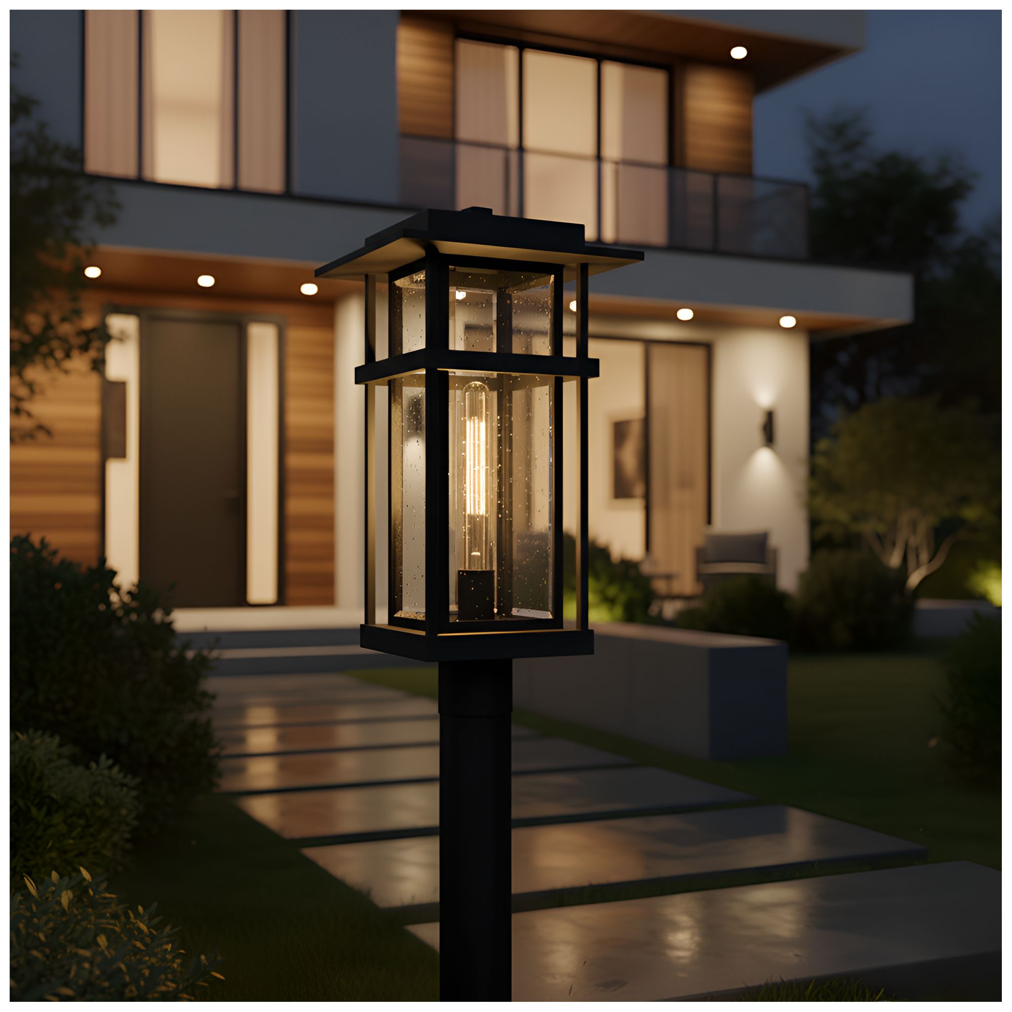 Image 7 Morgan 1-Light Earth Black Outdoor Post Lantern more views
