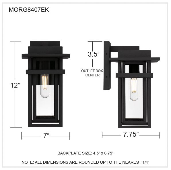 Morgan 1-Light Earth Black Outdoor Wall Lantern