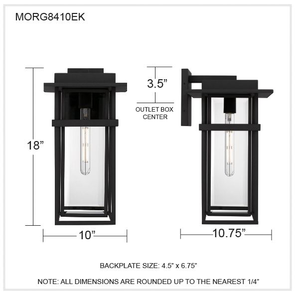 Morgan 1-Light Earth Black Outdoor Wall Lantern