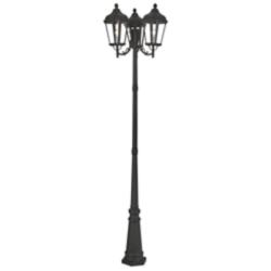 Morgan 100" High Black 3-Light Outdoor Post Light with Base