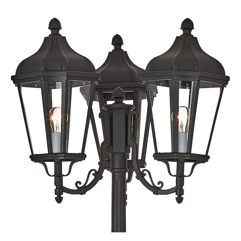 Image 3 Morgan 100" High Black 3-Light Outdoor Post Light with Base more views