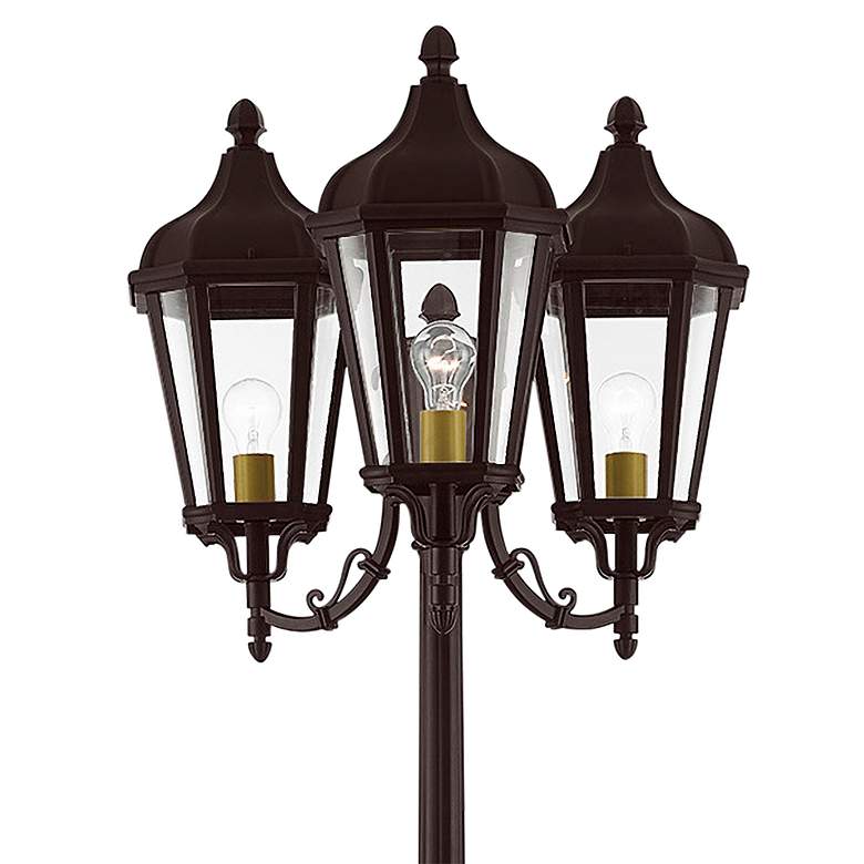 Image 2 Morgan 100" High Bronze 3-Head Outdoor Post Light more views