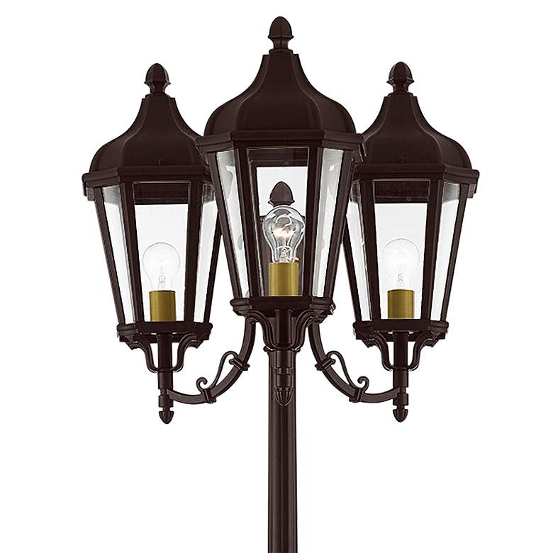 Image 2 Morgan 100 inch High Bronze 3-Head Outdoor Post Light more views