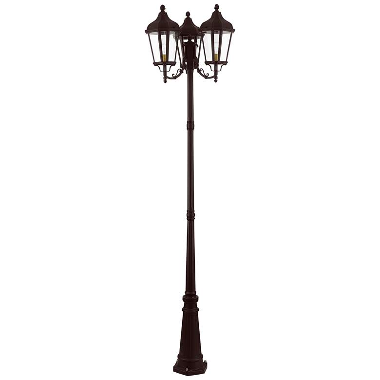 Image 3 Morgan 100 inch High Bronze 3-Head Outdoor Post Light more views