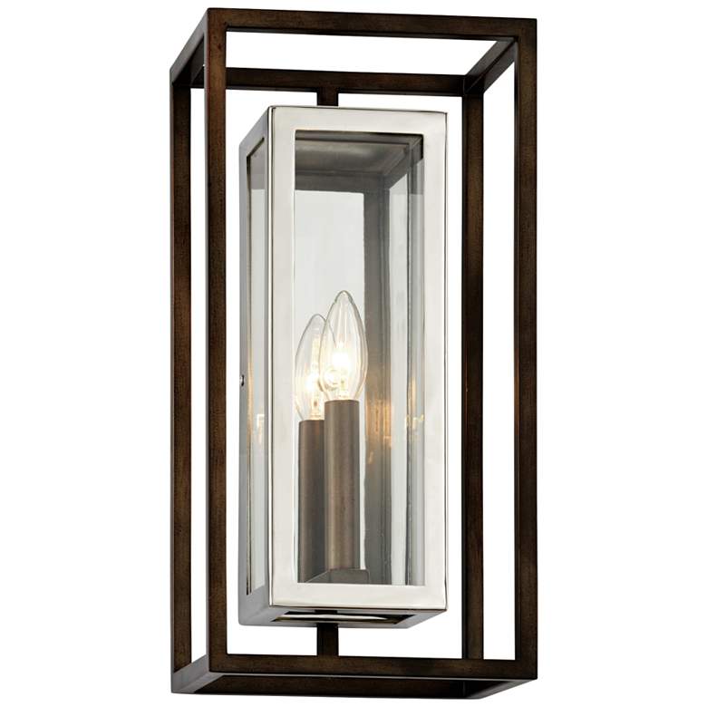 Image 1 Morgan 15"H Bronze and Polished Stainless Outdoor Wall Light