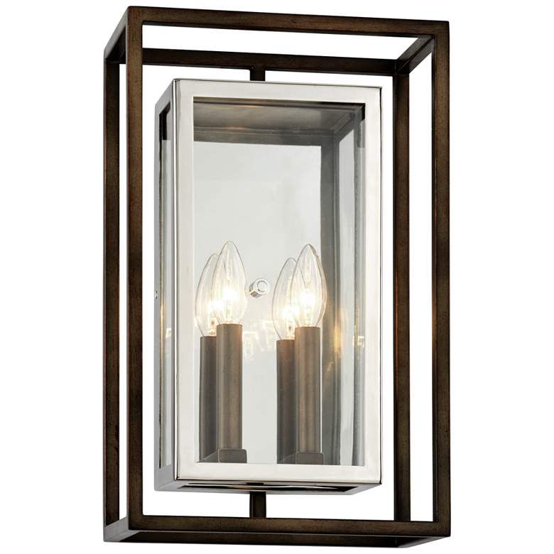 Image 1 Morgan 17 inchH Bronze and Polished Stainless Outdoor Wall Light