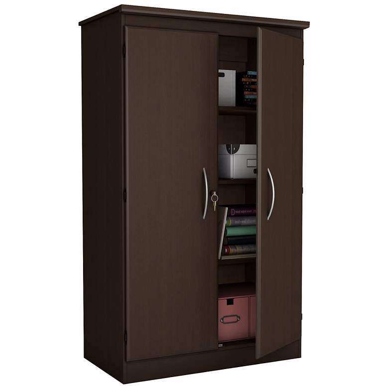 Image 1 Morgan 2-Door Locking Chocolate Storage Cabinet