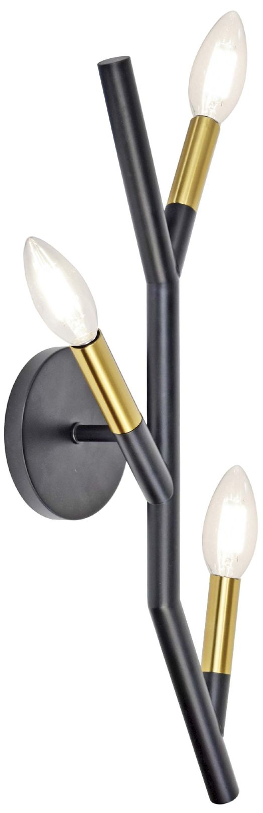 Morgan 20" High 3 Light Matte Black And Aged Brass Wall Sconce