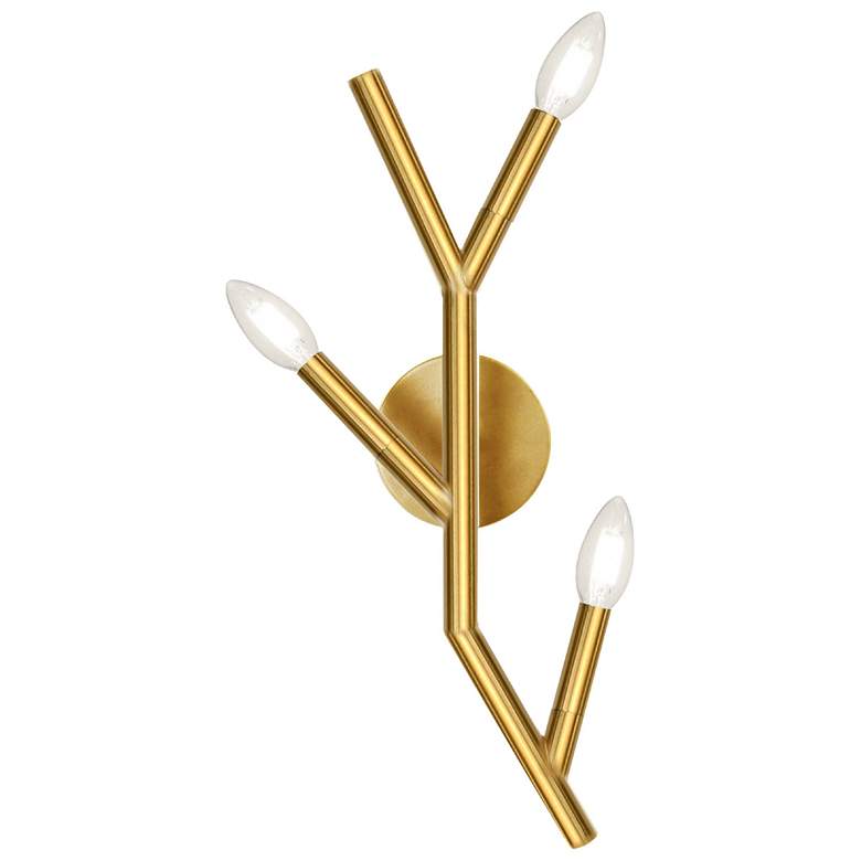 Image 1 Morgan 20" High 3 Light Aged Brass Wall Sconce