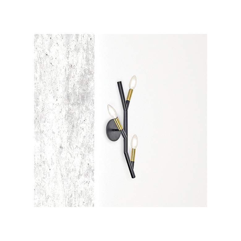Image 1 Morgan 20" High 3 Light Matte Black And Aged Brass Wall Sconce