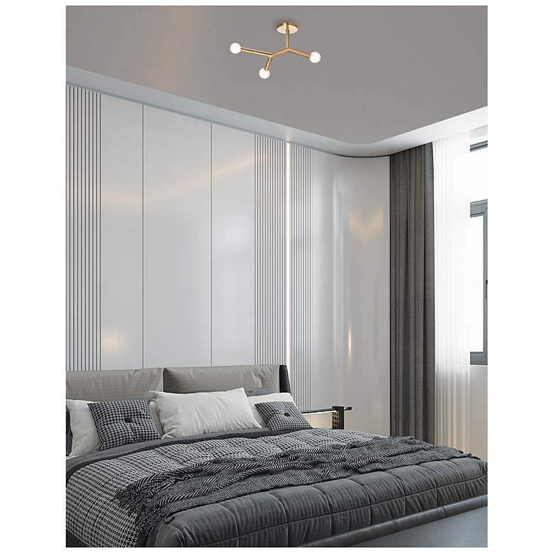 Image 2 Morgan 21.75" Wide 3-Light Aged Brass Finish Semi Flush Mount more views