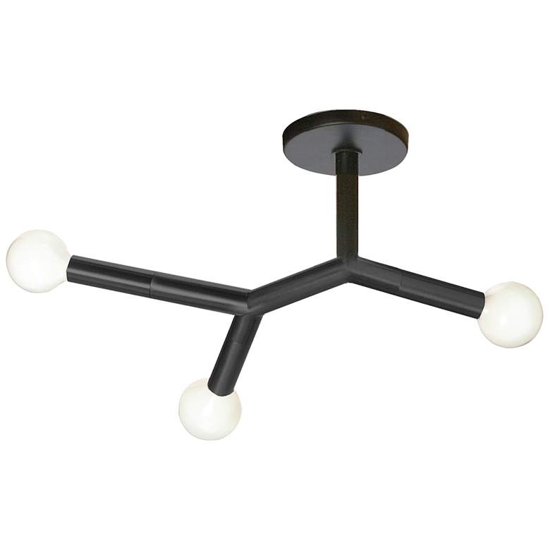 Image 1 Morgan 21.75" Wide 3-Light Matte Black Finish Semi Flush Mount