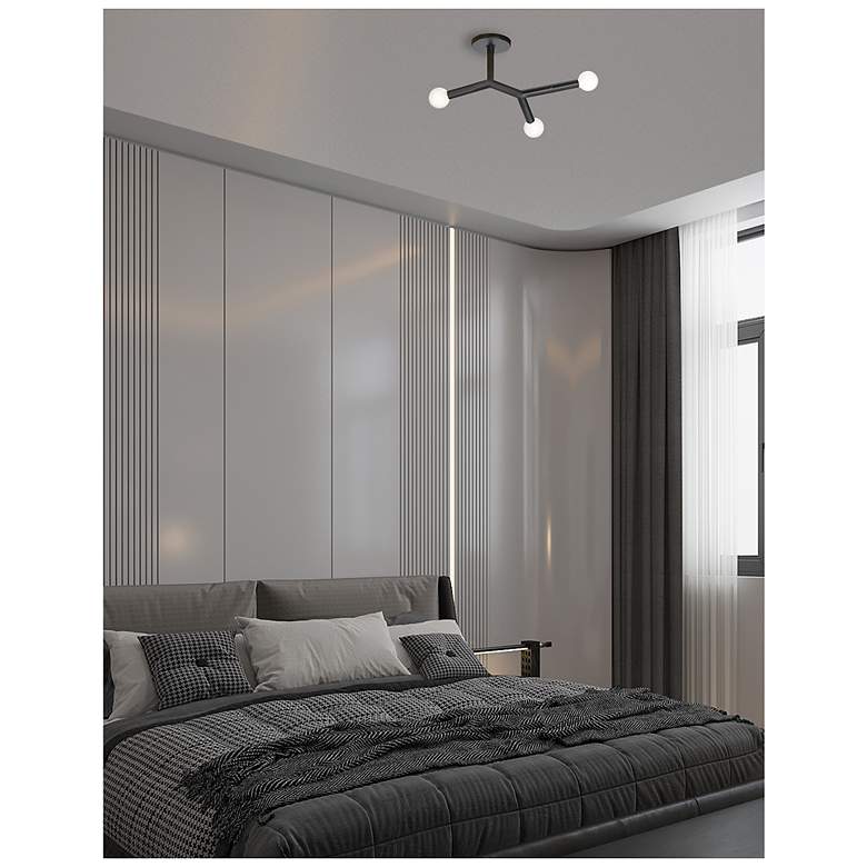 Image 2 Morgan 21.75" Wide 3-Light Matte Black Finish Semi Flush Mount more views