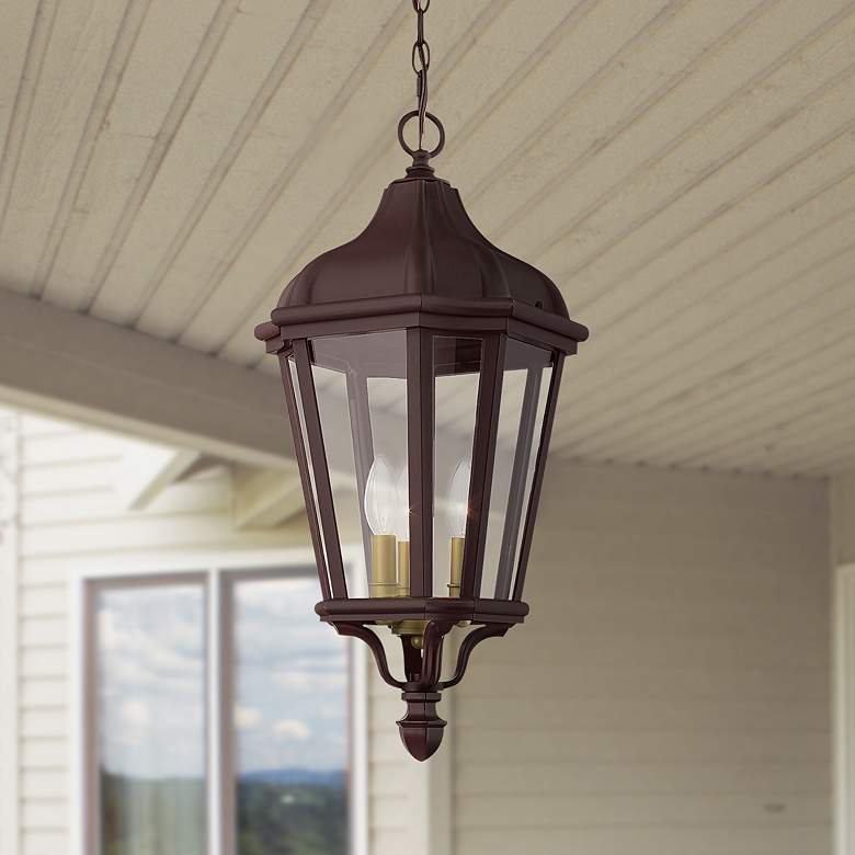 Image 1 Morgan 25 inch High Bronze Outdoor Hanging Light