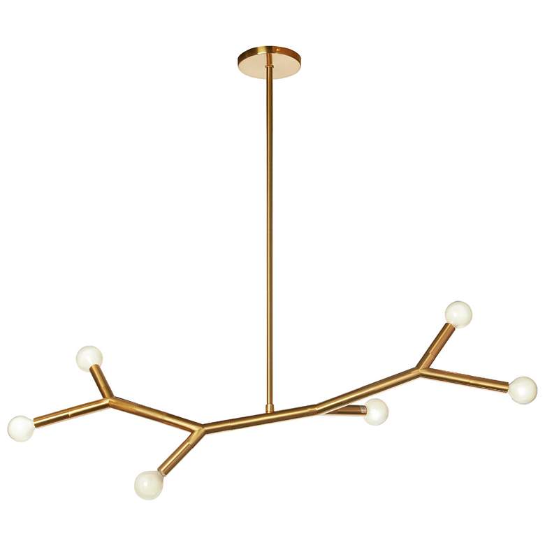 Image 1 Morgan 39.25" Wide 6-Light Aged Brass Finish Pendant