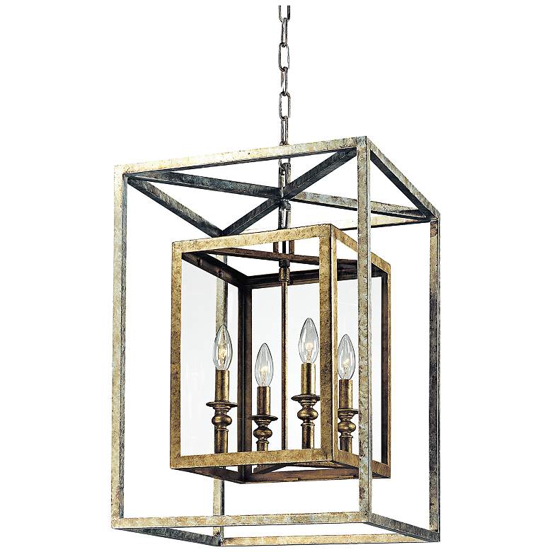 Image 2 Morgan 4-Light 16 inch Wide Gold and Silver Leaf Pendant Light